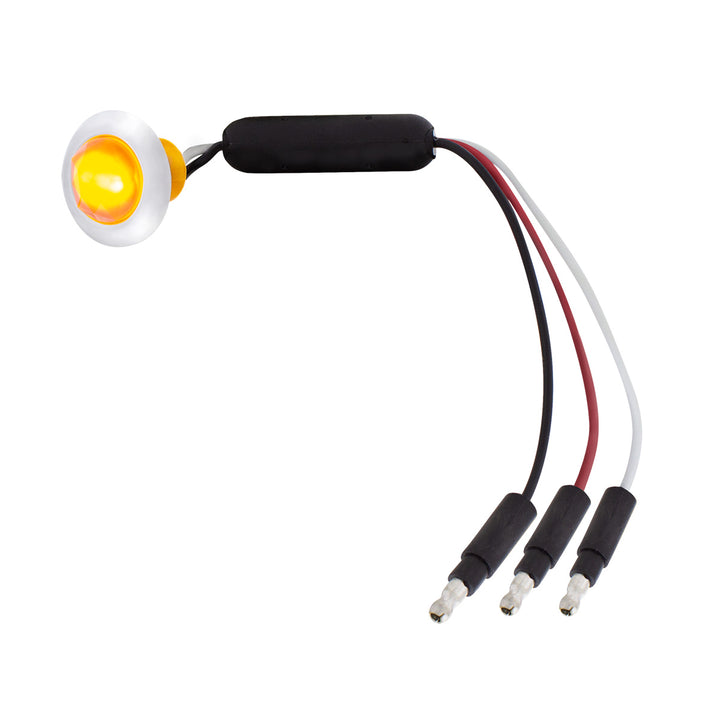 3 LED Dual Function 3/4" Mini Light (Clearance/Marker) With Faceted Crystal Lens - Amber LED/Amber Lens