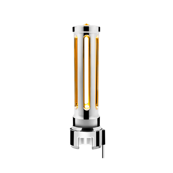 Thread-On Chrome Sonoma Style Gearshift Knob With LED 13/15/18 Speed Adapter - Amber Crystal/Amber LED