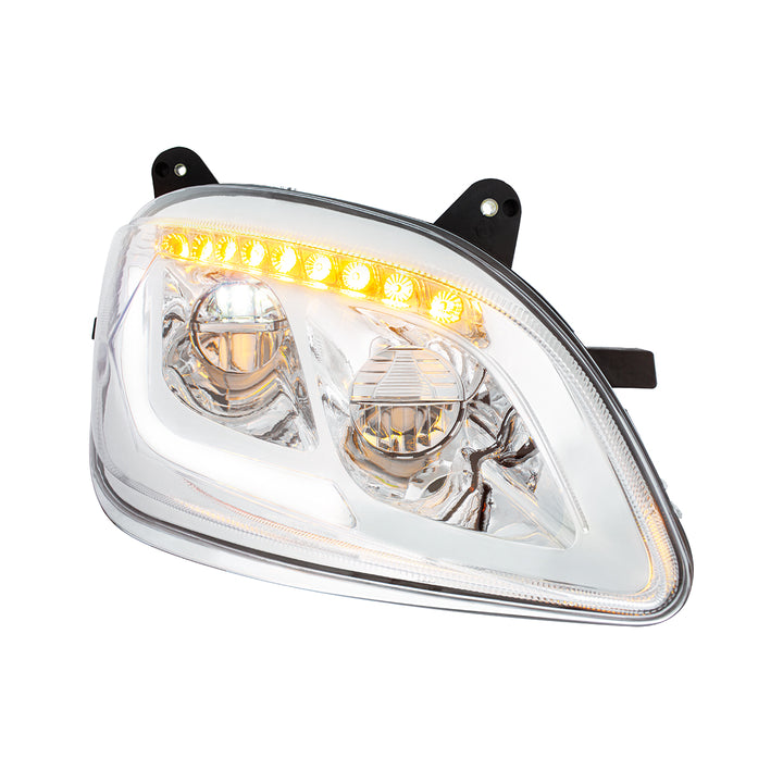Chrome LED Headlight W/Sequential LED Turn Signal For Peterbilt 579 (2012-21) &amp; 587 (2010-16) - Passenger
