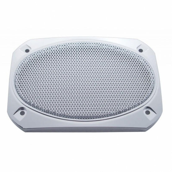 Chrome 6-3/8" x 4-5/16" Speaker Covers For Various Peterbilt Models (Pair)