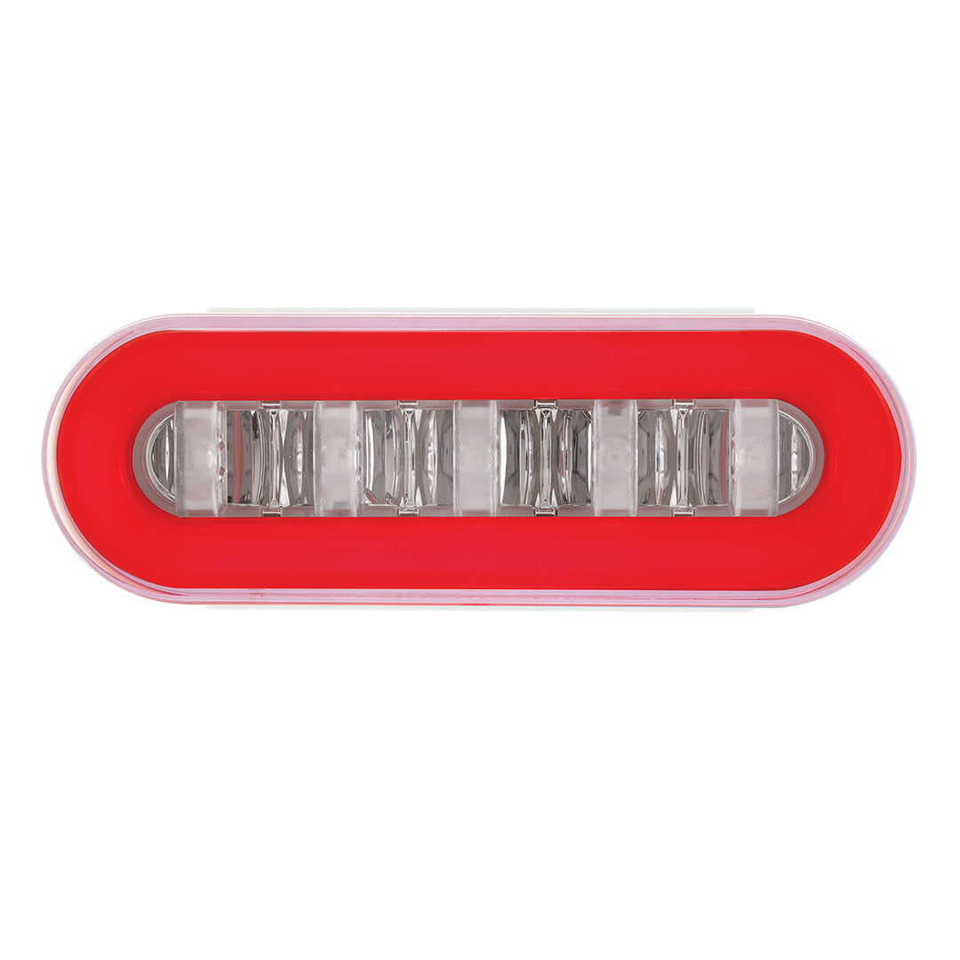 22 LED 6" Oval GloLight With Divider Bar Inner Design (Stop, Turn &amp; Tail) - Red LED/Red Insert (Bulk)