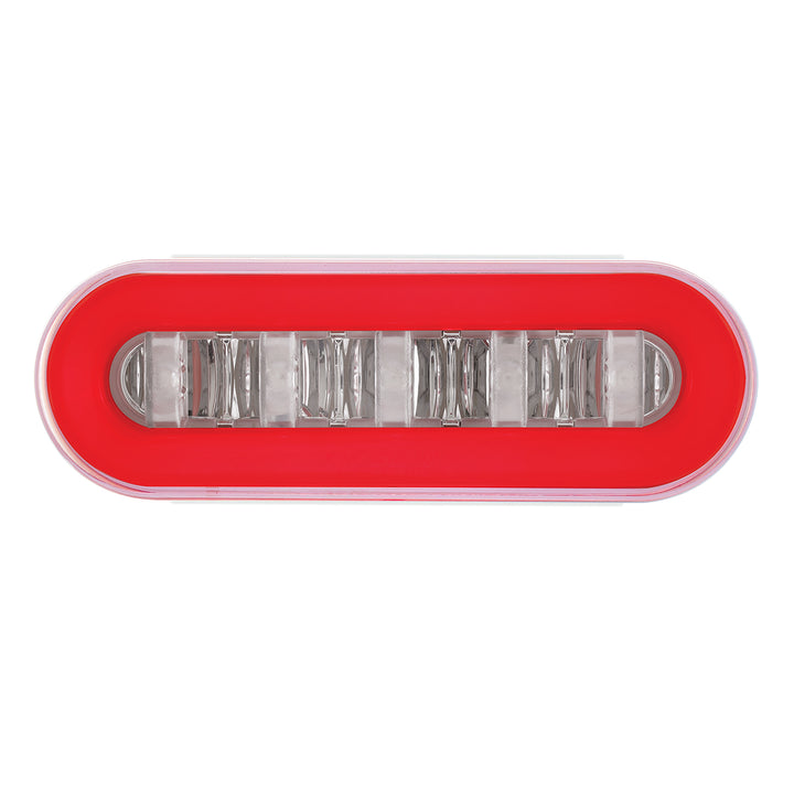 22 LED 6" Oval GloLight With Divider Bar Inner Design (Stop, Turn &amp; Tail) - Red LED/Red Insert (Bulk)