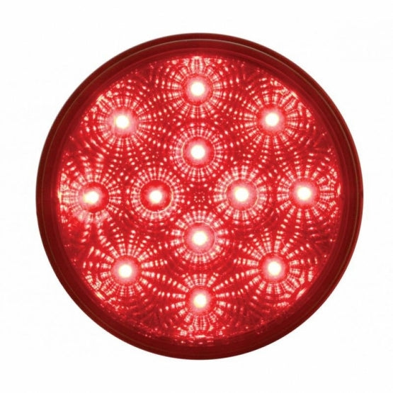 12 LED 4" Round Reflector Light (Stop, Turn &amp; Tail) - Red LED/Red Lens (Bulk)