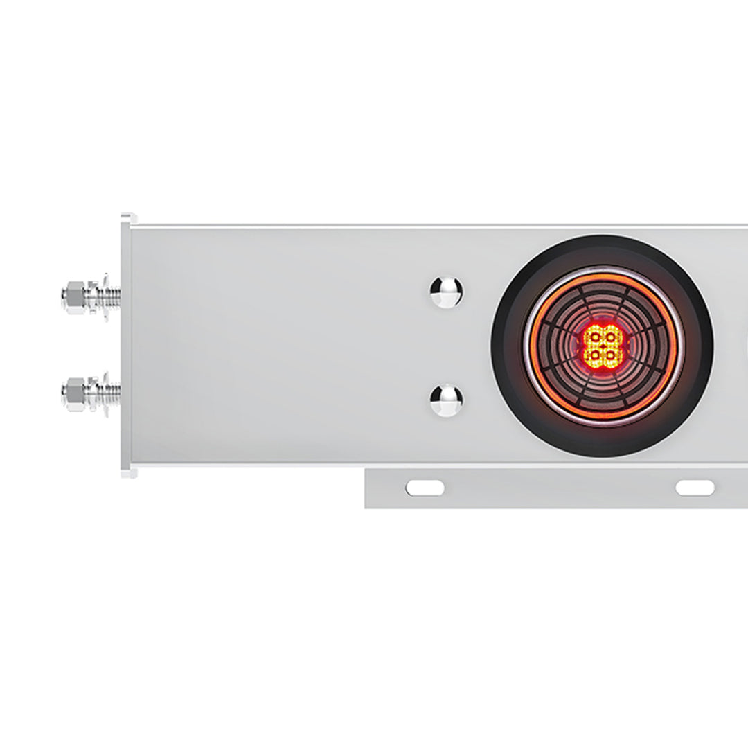 2-1/2" Bolt Pattern Stainless Steel Spring Loaded Bar With 6 x 4" 13 LED Abyss Lights - Red LED/Clear Lens (Pair)