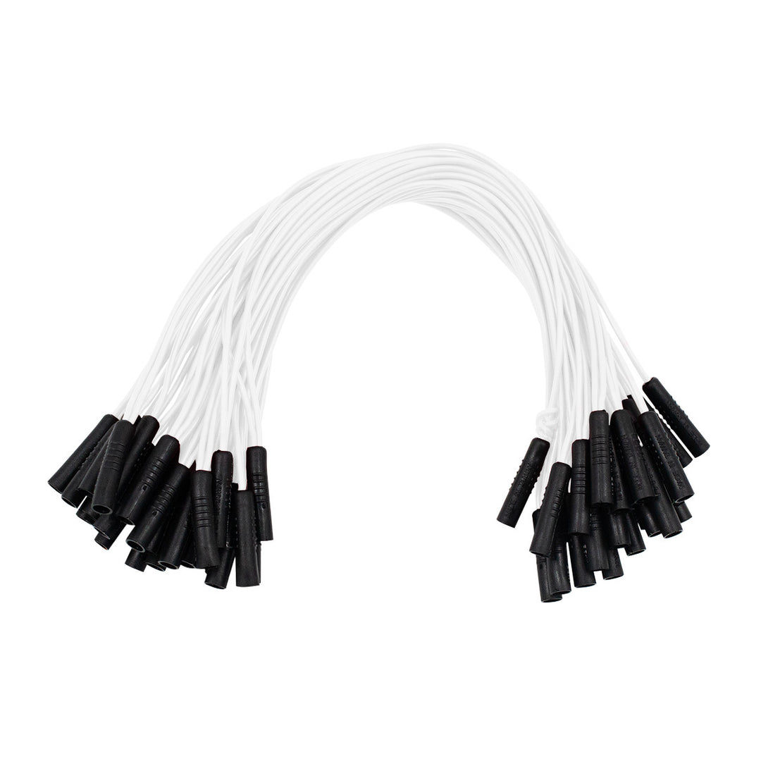 0.180" Female Plug White Wire Harness With 50 Plugs - 12" Lead (Bulk)