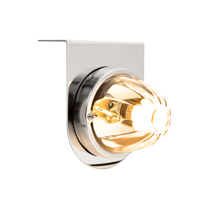 Dual Function Glass Watermelon Light With Stainless Steel Light Bracket Kit With LED Bulb - Amber LED/Clear Lens