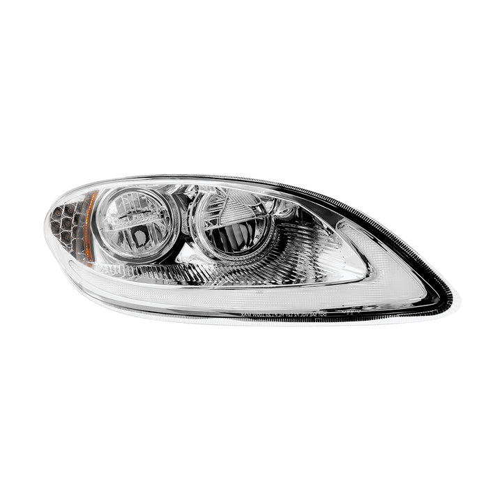 Chrome LED Headlight With LED Light Bar &amp; Turn Signal For 2006-2017 International Prostar - Passenger