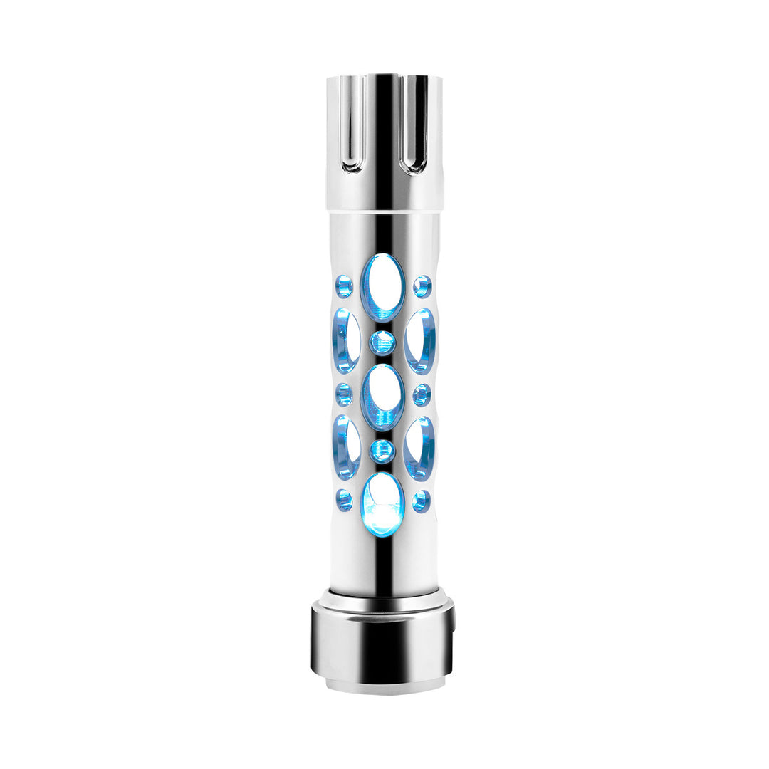 Austin Style Gun Cylinder Gearshift Knob With LED 13/15/18 Speed Adapter - Chrome/Blue LED