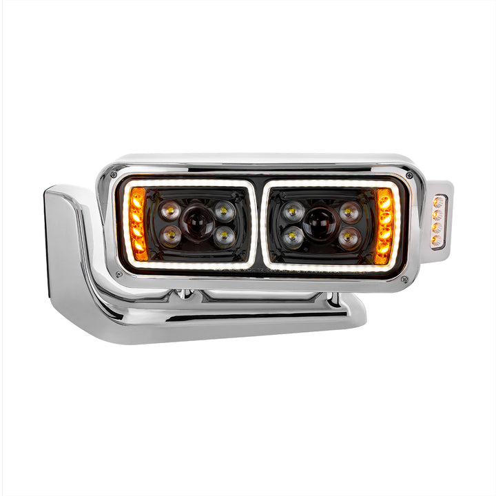 10 High Power LED "Blackout" Projection Headlight Assembly W/Mounting Arm &amp; Turn Signal Side Pod - Driver Side