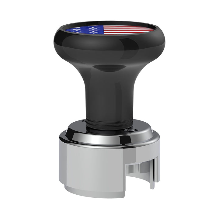 Thread-On Gearshift Knob With 13/15/18 Speed Adapter &amp; USA Flag Sticker - Black