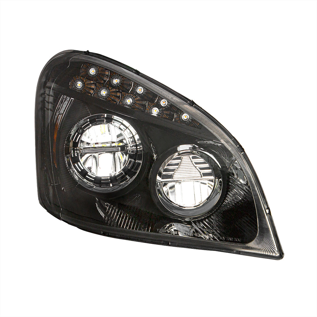 Black LED Headlight For 2008-2017 Freightliner Cascadia - Passenger