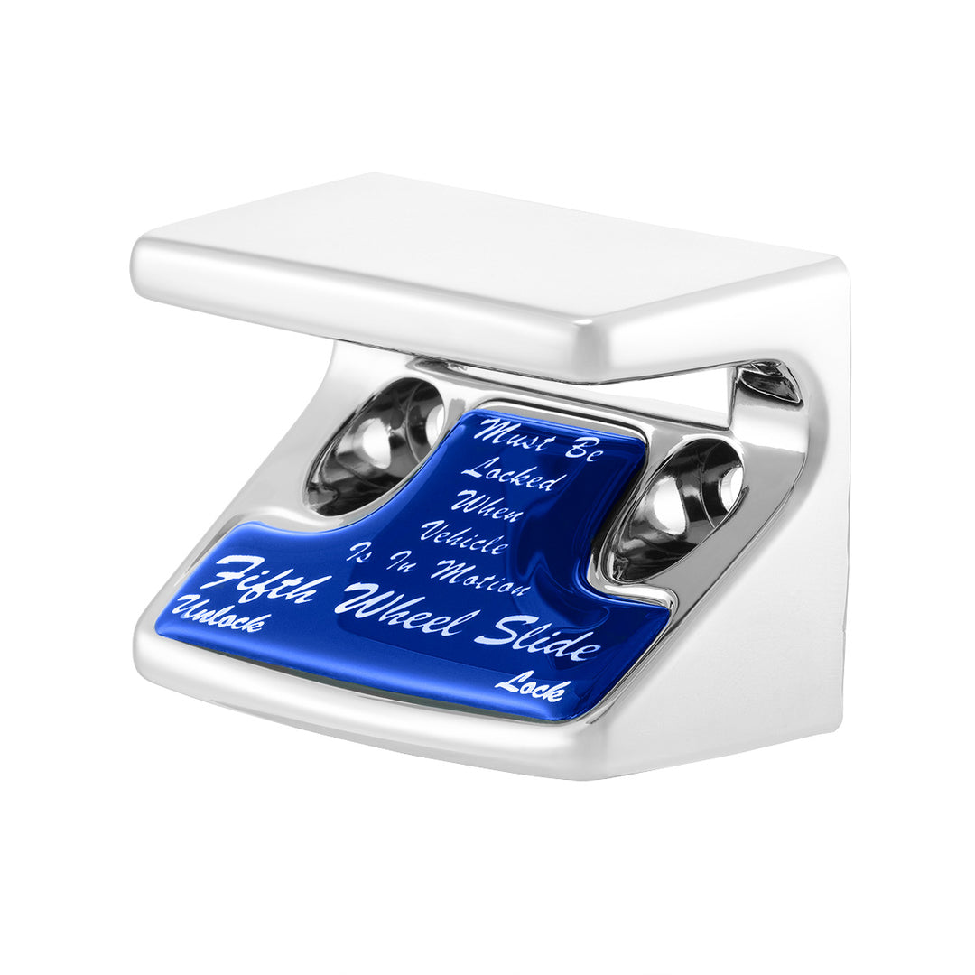 Chrome Plastic Fifth Wheel Switch Guard With Glossy Sticker For 1990-2010 Freightliner Classic - Blue Sticker
