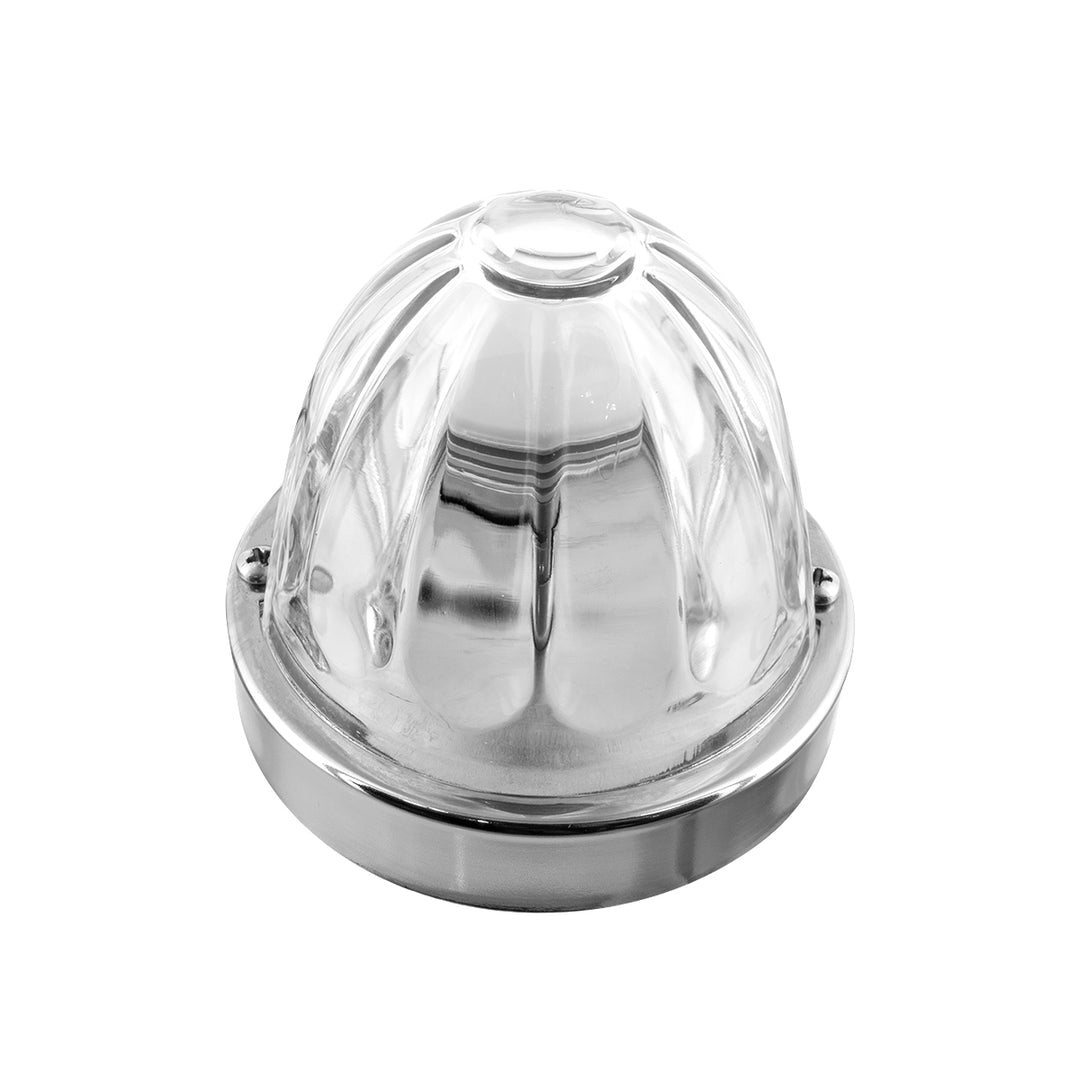 Dual Function Glass Watermelon Flush Mount Kit With LED Bulb - Red LED/Clear Lens