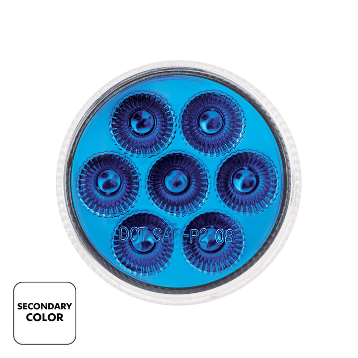 7 LED 2" Round Double Fury Light (Clearance/Marker) - Amber &amp; Blue LED/Clear Lens
