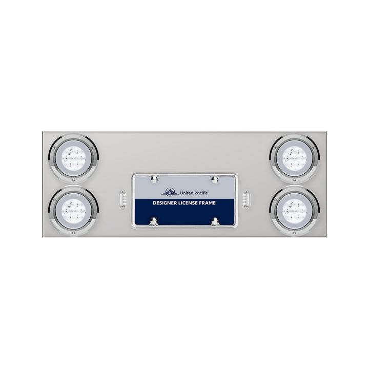 33-3/4" Stainless Rear Center Panel With Four 21 LED 4" GloLight &amp; Bezels - Red LED/Clear Lens