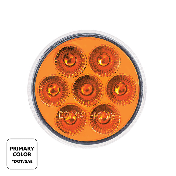 7 LED 2" Round Double Fury Light (Clearance/Marker) - Amber &amp; Red LED/Clear Lens