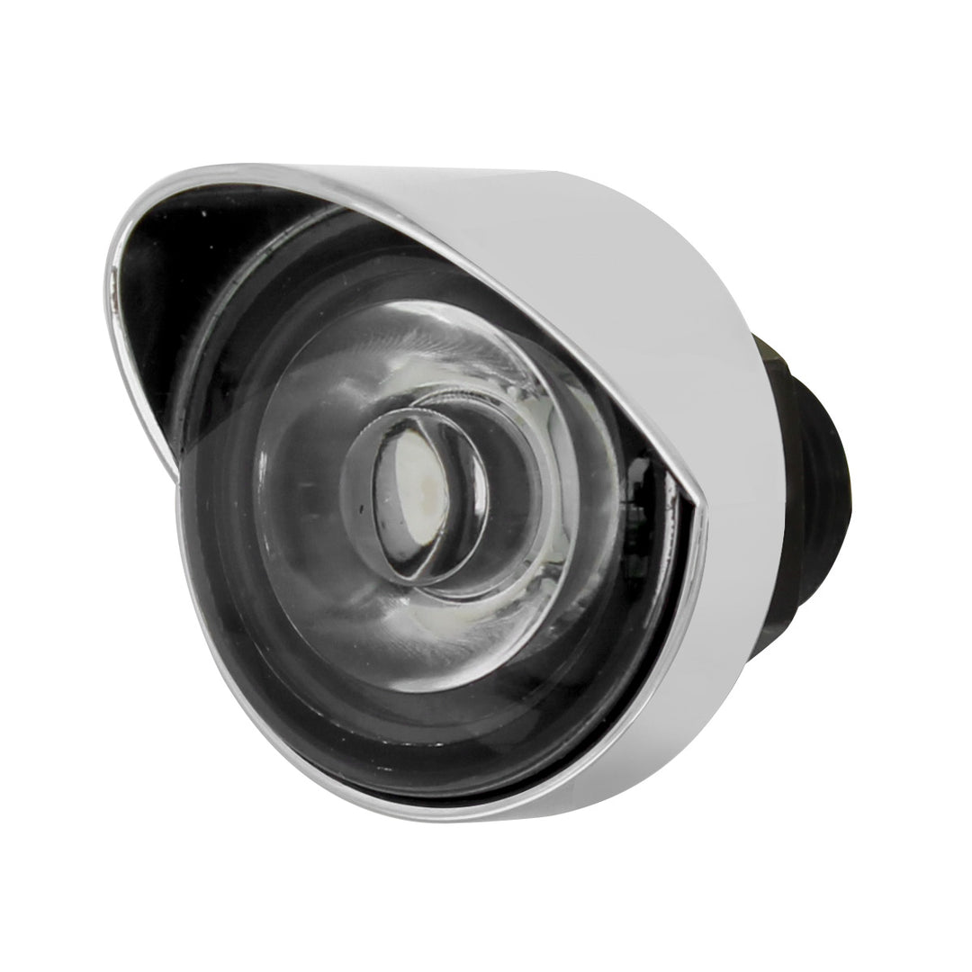 Stainless Steel Front Air Cleaner Bracket With 26 x 3 LED 3/4" Mini Lights &amp; Visors For Peterbilt - Amber LED/Clear Lens