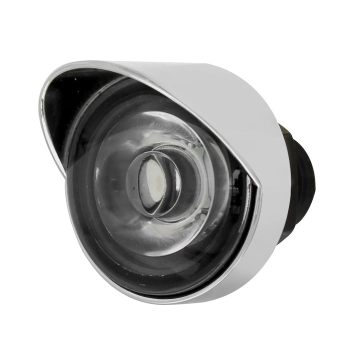 Stainless Steel Front Air Cleaner Bracket With 26 x 3 LED 3/4" Mini Lights &amp; Visors For Peterbilt - Amber LED/Clear Lens