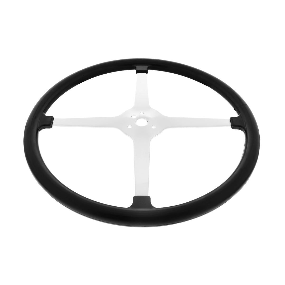 15" Chrome Plated 3-Bolt Track Style Steering Wheel With Rubber Grip