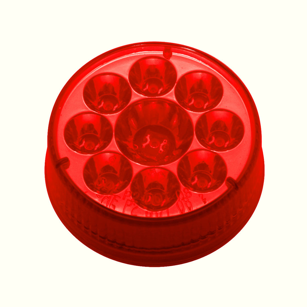 9 LED 2-1/2" Round Pure Reflector Light Kit (Clearance/Marker) - Red LED/Red Lens