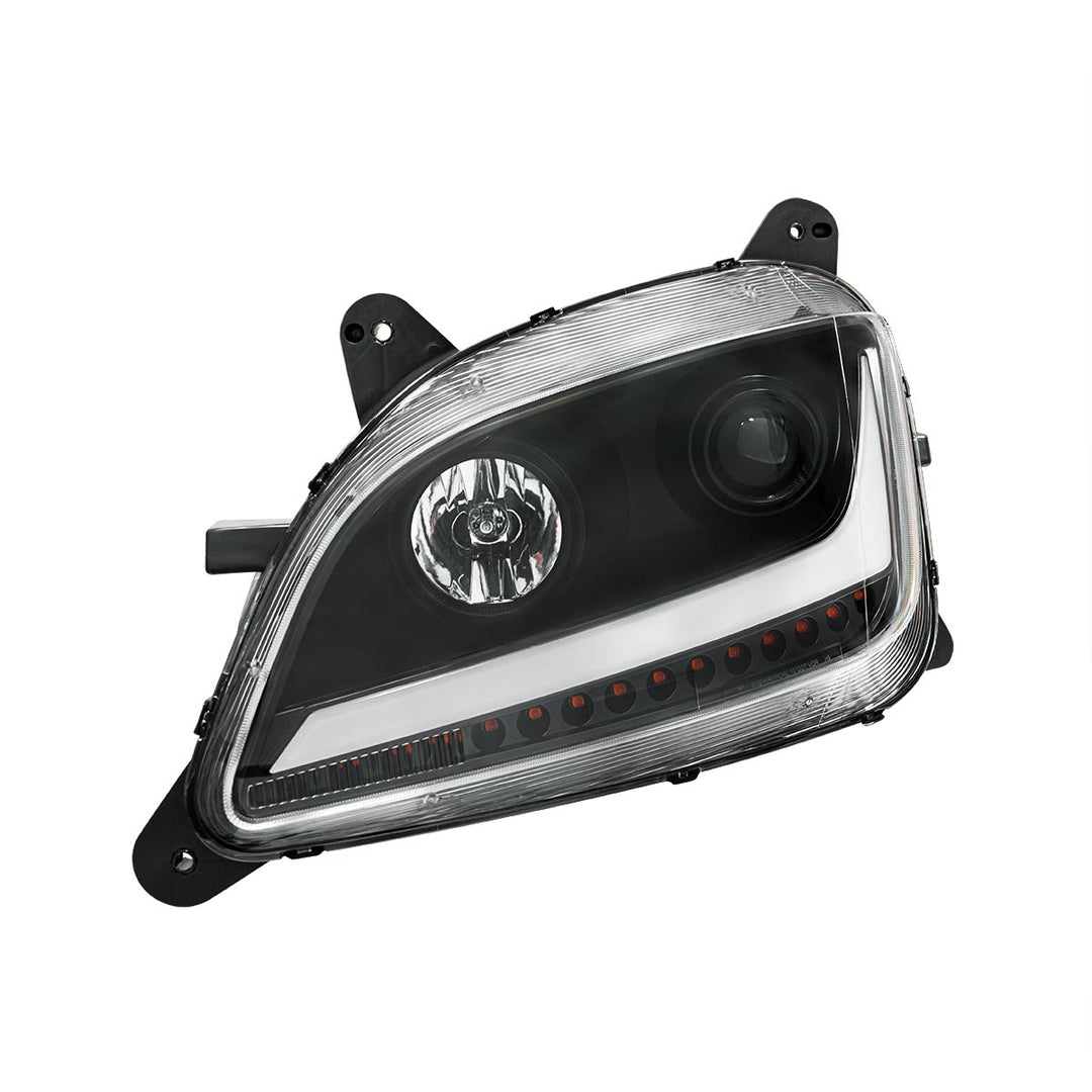 Black Projection Headlight With LED Position &amp; Sequential Signal For 2012-2021 Peterbilt 579 - Driver