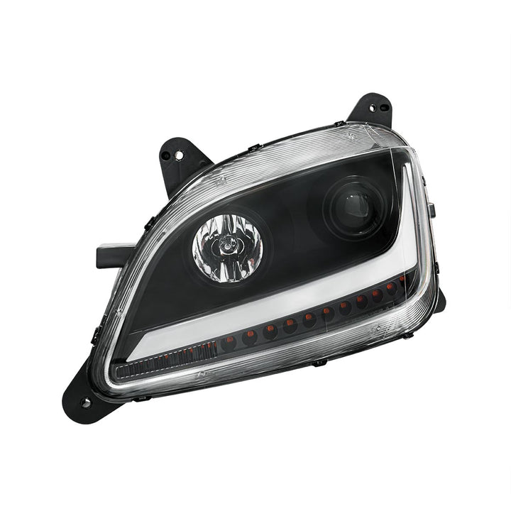 Black Projection Headlight With LED Position &amp; Sequential Signal For 2012-2021 Peterbilt 579 - Driver