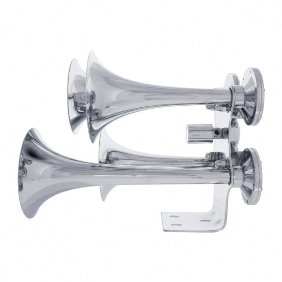 4 Trumpets Air Powered Chrome Train Horn - Competition Series