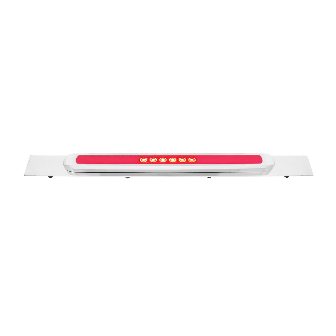 Chrome Top Mud Flap Plate With 28 LED 17" GloLight Bar &amp; Bezel - Red LED/Clear Lens (Each)