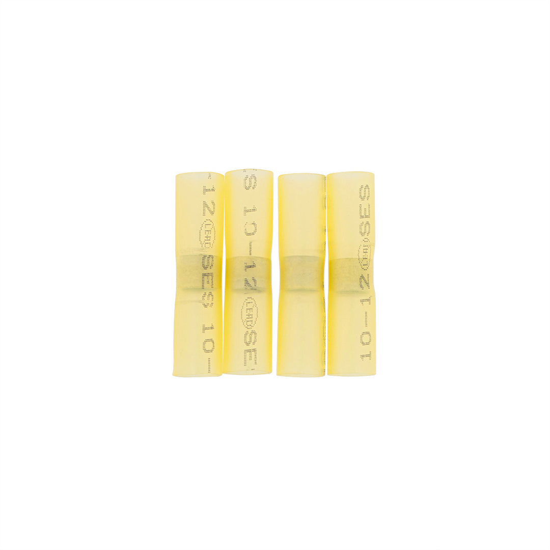 12-10 AWG Stainless Steel Heat Shrink Butt Connector - Yellow (4-Pack)