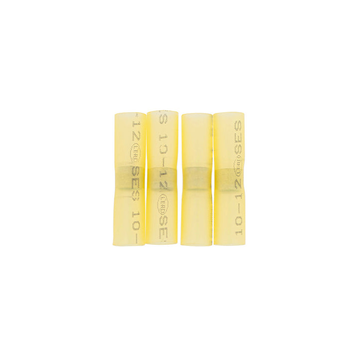 12-10 AWG Stainless Steel Heat Shrink Butt Connector - Yellow (4-Pack)