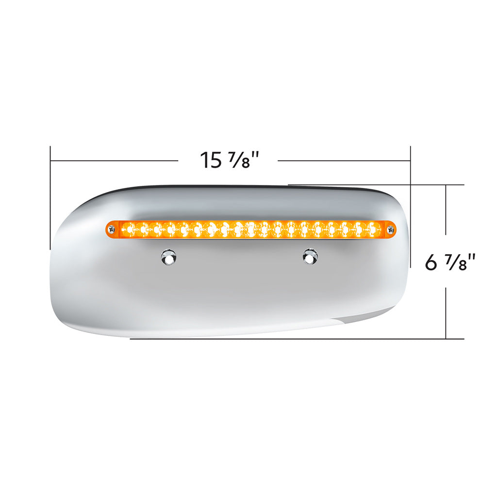 19 LED Rear Headlight Housing Cover For 2008-2023 Peterbilt 389 (Passenger) - Amber LED/Lens