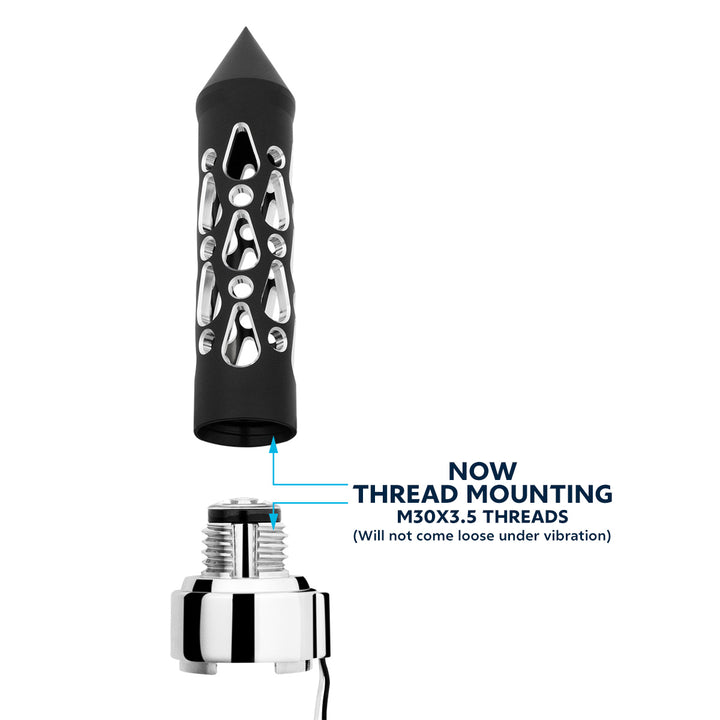 Thread-On Brooklyn Style Spike Gearshift Knob With LED 9/10 Speed Adapter - Matte Black/Purple LED