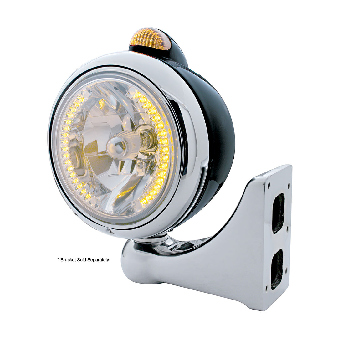 Black Guide 682-C Headlight H4 With Amber LED &amp; Dual Mode LED Signal - Amber Lens