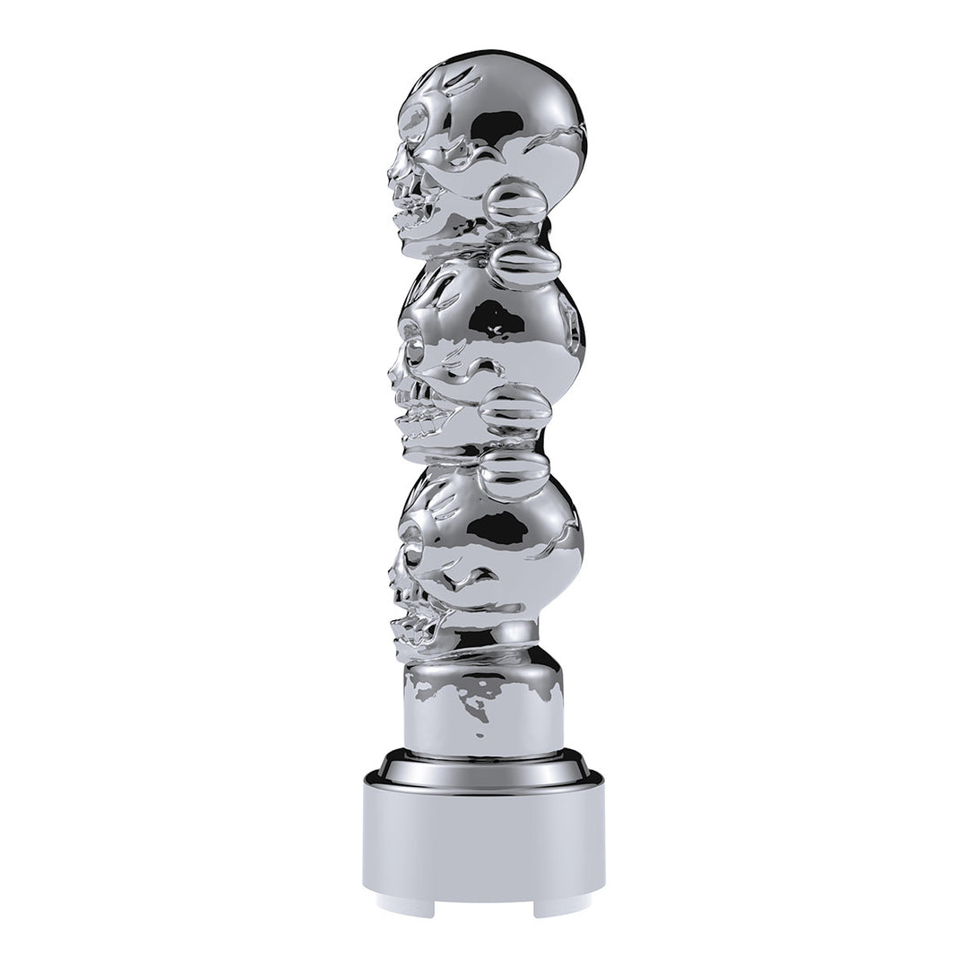 Thread-On 3 - Skulls Gearshift Knob With Adapter For Eaton - Fuller 9/10 Speed Shifter - Chrome