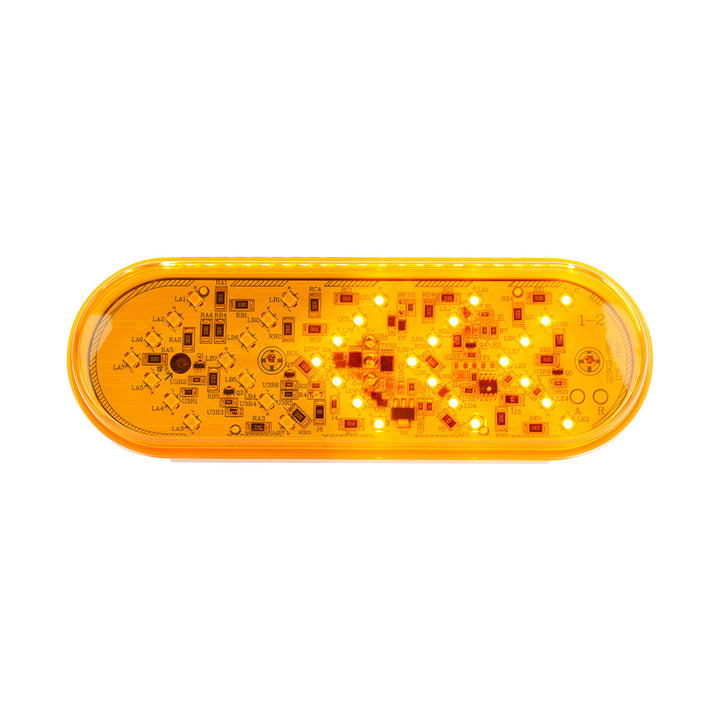 35 LED 6" Oval Sequential Turn Signal Light - Amber LED/Amber Lens (Bulk)