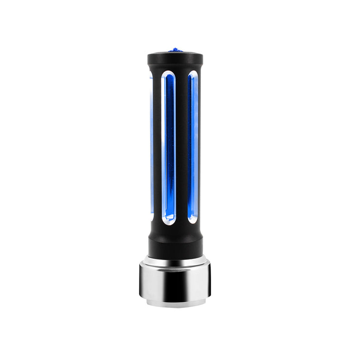 Thread-On Matte Black Sonoma Style Gearshift Knob With LED 9/10 Speed Adapter - Blue Crystal/Blue LED