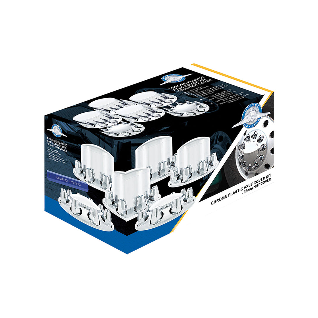 Dome Axle Cover Combo Kit With 33mm Standard Thread-On Nut Covers &amp; Nut Cover Tool - Chrome