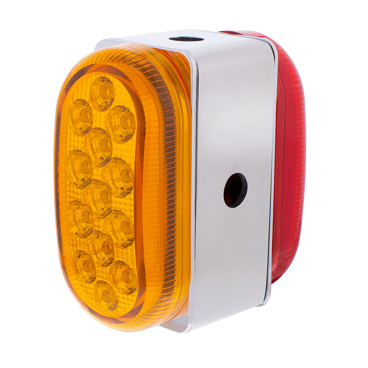26 LED Dual Function Reflector Double Face Oval Light With Stainless Steel Bracket - Amber &amp; Red LED/Amber &amp; Red Lens