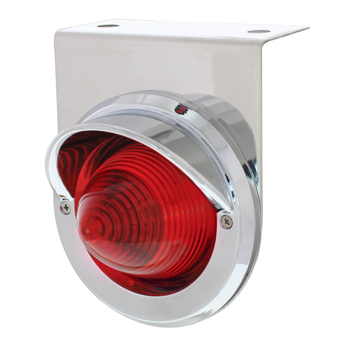 Stainless Steel Bracket With Single Red Light &amp; Chrome Visor Bezel