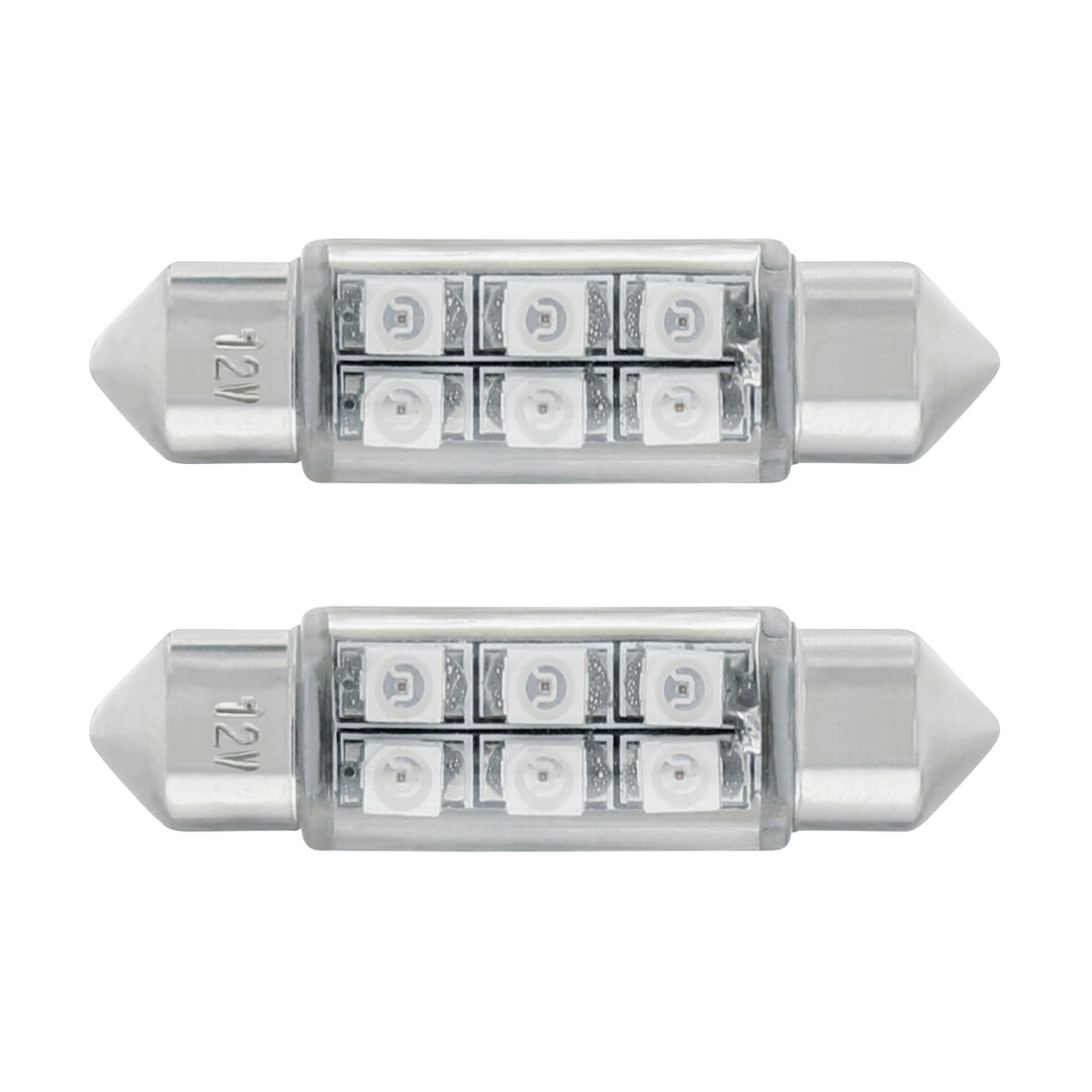 6 SMD High Power Micro LED 6418/6461 - 36mm Dome Light Bulb - Blue (2-Pack)
