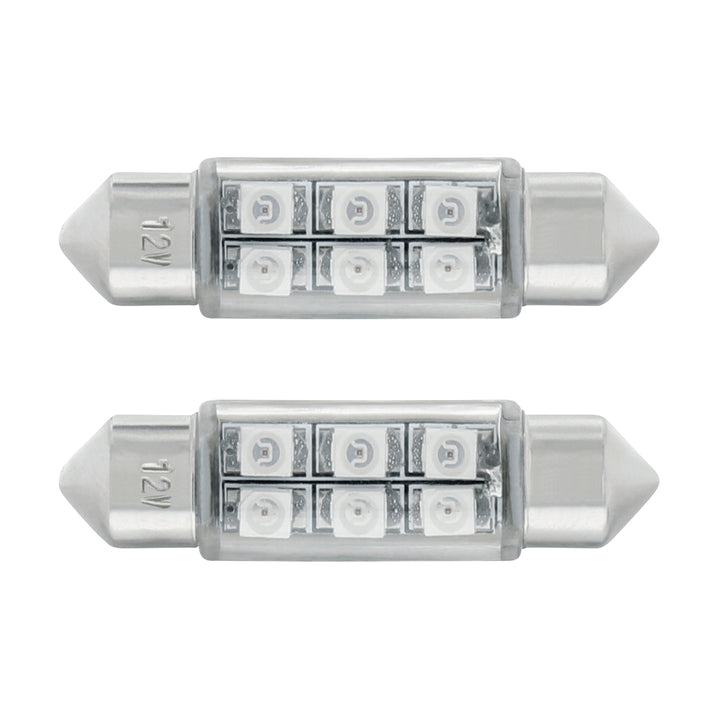 6 SMD High Power Micro LED 6418/6461 - 36mm Dome Light Bulb - Blue (2-Pack)