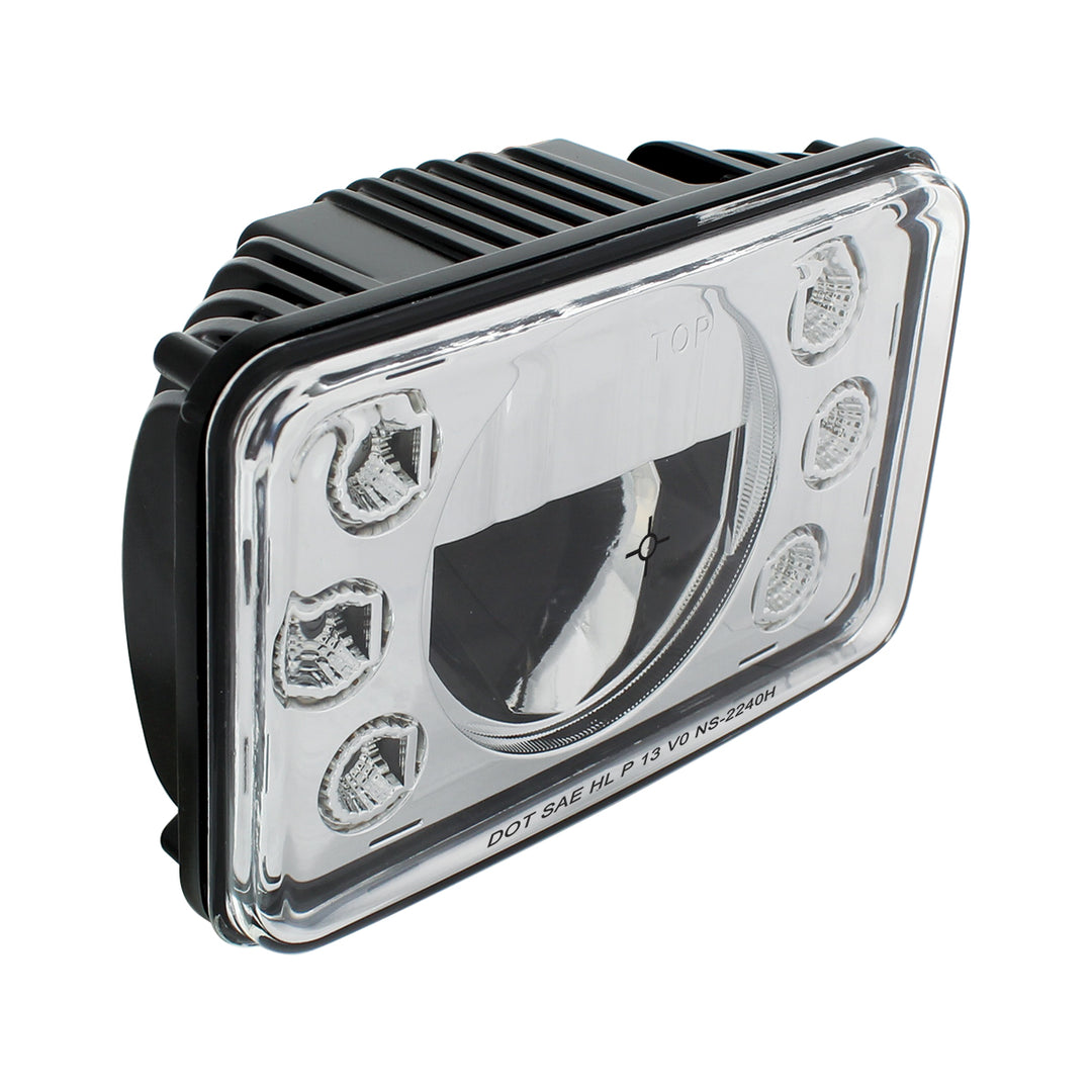 ULTRALIT - 4" x 6" LED Headlight With Dual Function 6 Amber LED Position Lights - High Beam