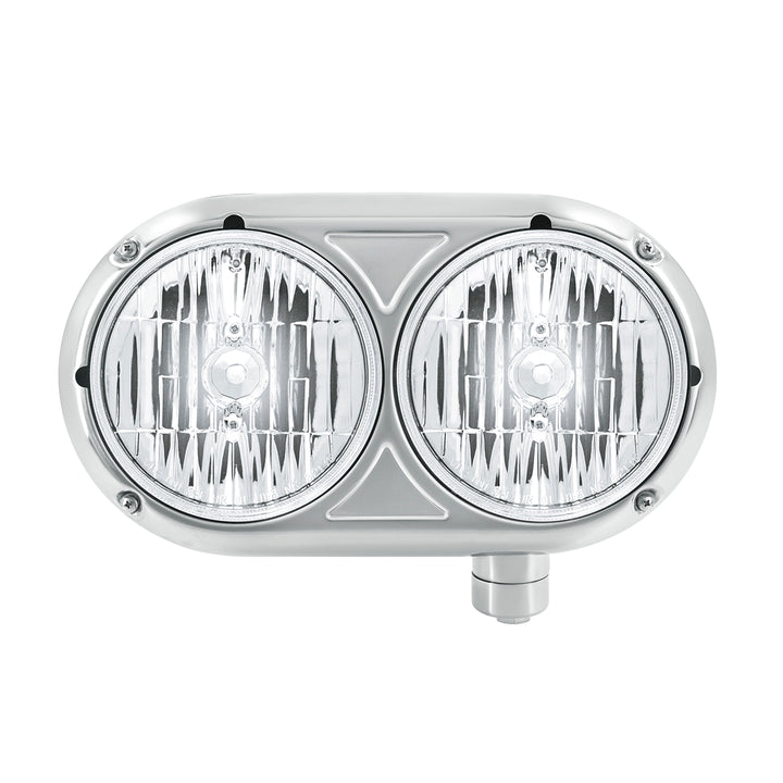 Headlight Assembly With Crystal Halogen Bulbs &amp; 304 Stainless Steel Housing For Peterbilt 359 - Passenger