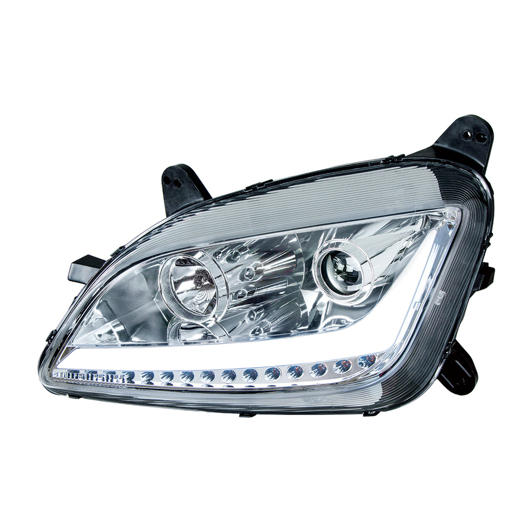 Chrome Projection Headlight With LED Position Light &amp; Signal For 2012-2021 Peterbilt 579 - Driver