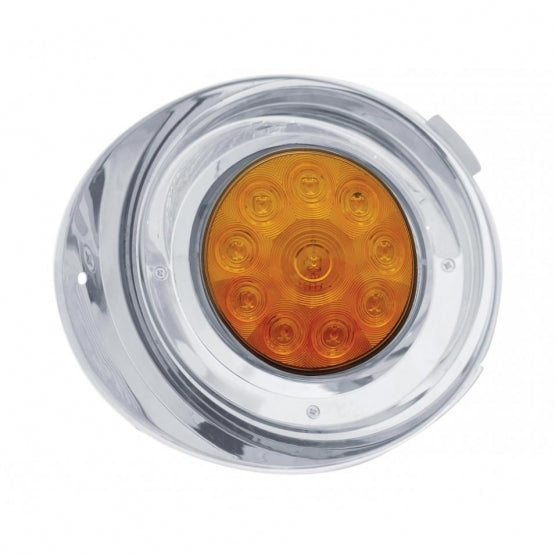10 LED Freightliner Daytime Running Light Conversion Kit With Visor (Driver) - Amber LED/Amber Lens