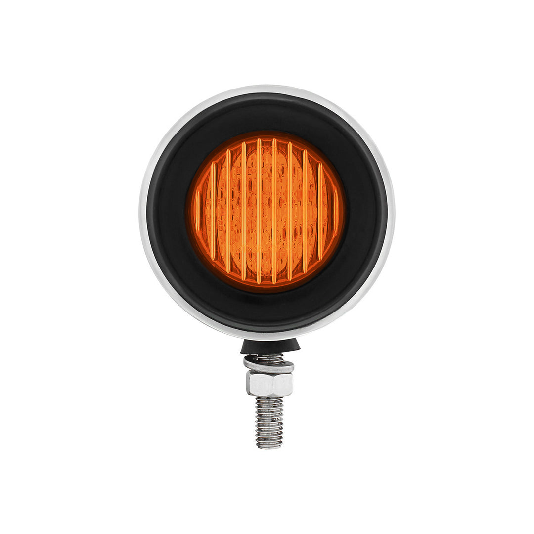 Stainless 2-1/2" Double Face Light With LED Lights &amp; Grommets - Amber &amp; Red LED/Amber &amp; Red Lens