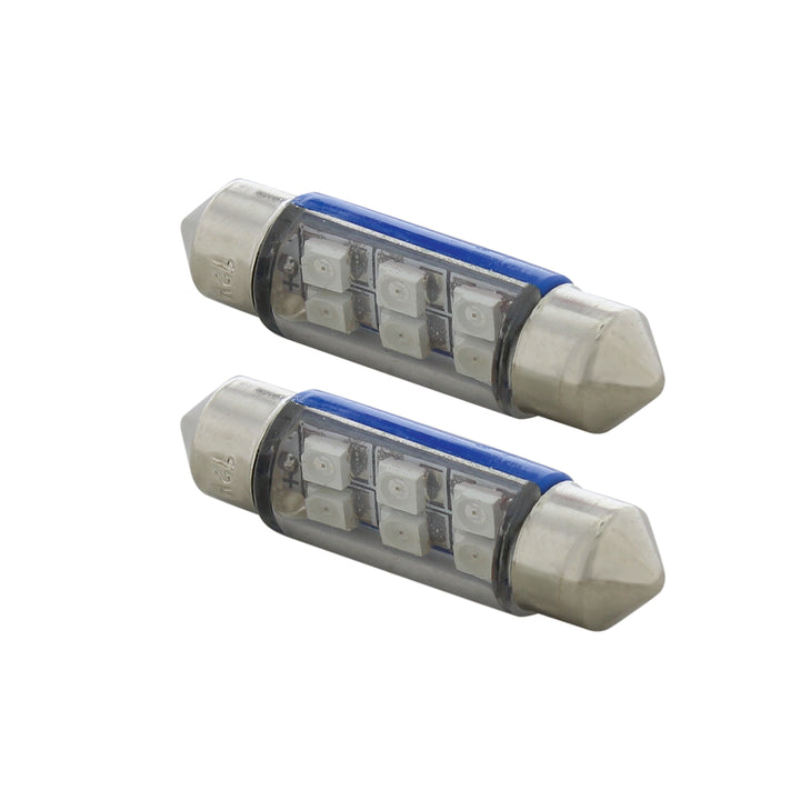 6 SMD High Power Micro LED 6418/6461 - 36mm Dome Light Bulb - Blue (2-Pack)