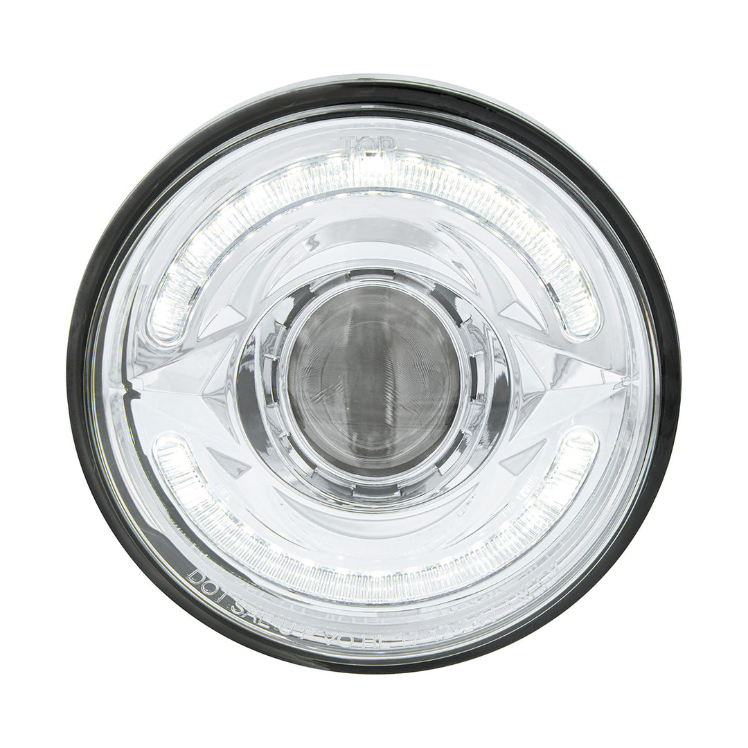 ULTRALIT - LED 5-3/4" Round Headlight With 60 LED Dual Color Light Bar, Amber &amp; White LED - High Beam