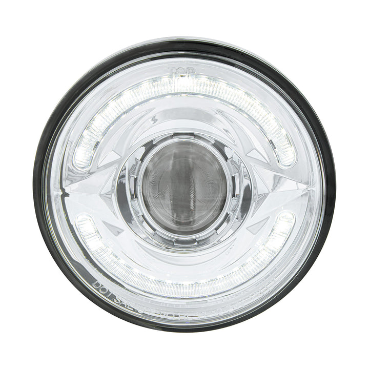 ULTRALIT - LED 5-3/4" Round Headlight With 60 LED Dual Color Light Bar, Amber &amp; White LED - High Beam