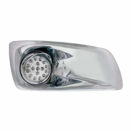 Fog Light Cover With 17 Amber LED Hi/Lo Reflector Light &amp; Visor For 2007-17 KW T660 - Passenger - Clear Lens